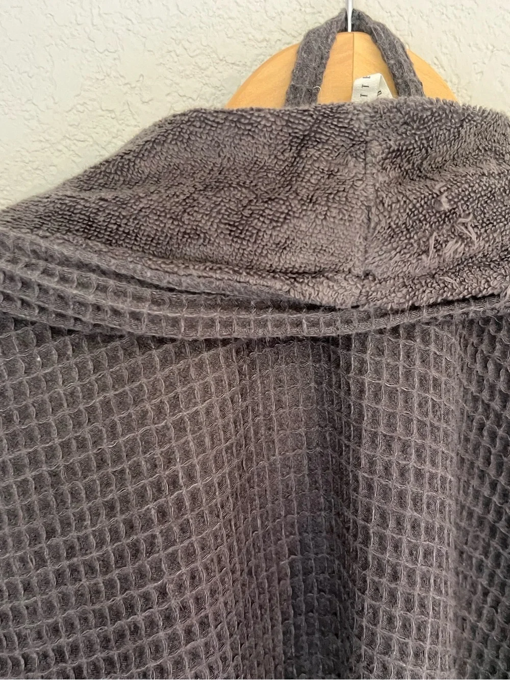 Pottery Barn Charcoal Waffle Robe with Plush Shawl Collar